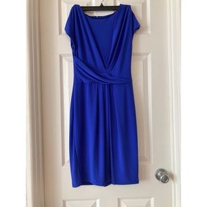 Blue dress with draping